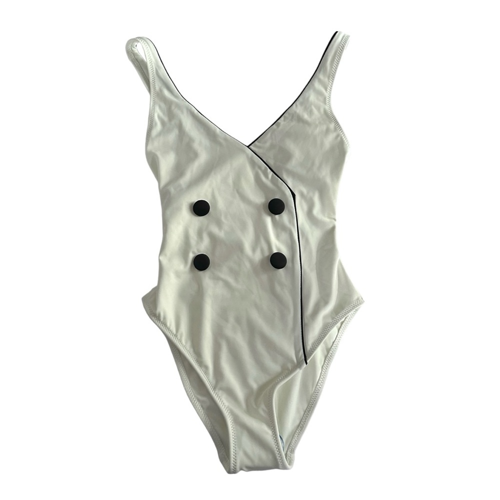 Solid & Striped Sz XS Juliette Tuxedo Style White Black One Piece Swimsuit NWT